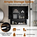 Fluted Bathroom Wall Cabinet with Open Shelf