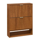 Fluted Shoe Cabinet with 2 Flip Drawers and Open Storage by LJGDeals