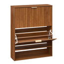Fluted Shoe Cabinet with 2 Flip Drawers and Open Storage by DirectDeals