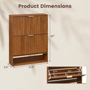 Fluted Shoe Cabinet with 2 Flip Drawers and Open Storage by LJGDeals