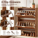 Fluted Shoe Cabinet with 2 Flip Drawers and Open Storage by LJGDeals