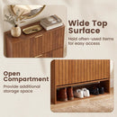 Fluted Shoe Cabinet with 2 Flip Drawers and Open Storage by LJGDeals