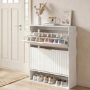Fluted Shoe Cabinet with 2 Flip Drawers and Open Storage by LJGDeals