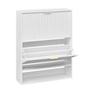 Fluted Shoe Cabinet with 2 Flip Drawers and Open Storage by LJGDeals