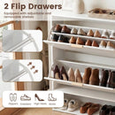 Fluted Shoe Cabinet with 2 Flip Drawers and Open Storage by LJGDeals