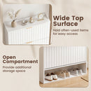 Fluted Shoe Cabinet with 2 Flip Drawers and Open Storage by DirectDeals