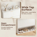 Fluted Shoe Cabinet with 2 Flip Drawers and Open Storage by LJGDeals