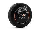 John LeClair Philadelphia Flyers Autographed White Hockey Logo Puck