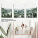 Minimalist Set of 3 Green Misty Mountain Forest Prints by Wall Art Set