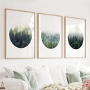 Nordic Forest Circle Wall Art. Set of 3 Scandinavian Prints by Wall Art Set