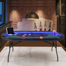 Foldable 10-Player Poker Table with LED Lights and USB Ports Ideal for Texas Casino by LJGDeals