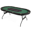 Foldable 10-Player Poker Table with LED Lights and USB Ports Ideal for Texas Casino by LJGDeals