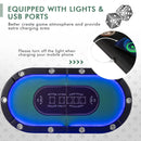 Foldable 10-Player Poker Table with LED Lights and USB Ports Ideal for Texas Casino by LJGDeals