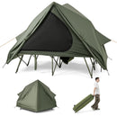 Foldable 2-Person Camping Cot Tent with Pop-up Tent Shelter and Portable Wheeled Bag-Green by LJGDeals