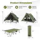Foldable 2-Person Camping Cot Tent with Pop-up Tent Shelter and Portable Wheeled Bag-Green by LJGDeals