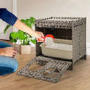 Foldable 2-tier Rattan Cat Litter Box Enclosure with Litter Mat-Grey by LJGDeals