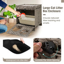 Foldable 2-tier Rattan Cat Litter Box Enclosure with Litter Mat-Grey by LJGDeals