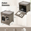 Foldable 2-tier Rattan Cat Litter Box Enclosure with Litter Mat-Grey by LJGDeals
