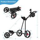 3 Wheel Durable Foldable Steel Golf Cart with Mesh Bag by LJGDeals