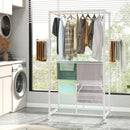 68.5 Inches Foldable Aluminum Laundry Rack with Hanging Rods and Drying Shelves-White by LJGDeals