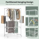 68.5 Inches Foldable Aluminum Laundry Rack with Hanging Rods and Drying Shelves-White by LJGDeals