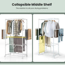 68.5 Inches Foldable Aluminum Laundry Rack with Hanging Rods and Drying Shelves-White by LJGDeals