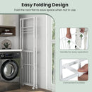 68.5 Inches Foldable Aluminum Laundry Rack with Hanging Rods and Drying Shelves-White by LJGDeals