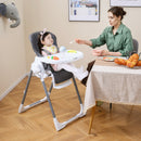 Foldable Baby High Chair with Adjustable Height and Relining Seat