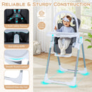 Foldable Baby High Chair with Adjustable Height and Relining Seat