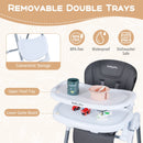 Foldable Baby High Chair with Adjustable Height and Relining Seat