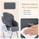 Foldable Baby High Chair with Adjustable Height and Relining Seat