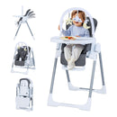 Foldable Baby High Chair with Adjustable Height and Relining Seat