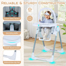 Foldable Baby High Chair with Adjustable Height and Relining Seat