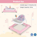 Foldable Baby Walker with Removable Seat and Adjustable Height for 6-12 Months