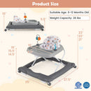 Foldable Baby Walker with Removable Seat and Adjustable Height for 6-12 Months