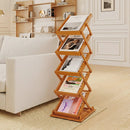 Foldable Bamboo Magazine Rack with 5 Tiers and 2 Positions by LJGDeals