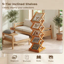 Foldable Bamboo Magazine Rack with 5 Tiers and 2 Positions by LJGDeals