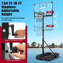 Foldable Basketball Hoop 7.54-10 ft Stepless Adjustable with PC Backboard by LJGDeals