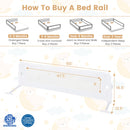 60-Inch Foldable Bed Rail Swing Down Baby Bed Guard Rail with Adjustable Safety Strap-White