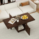Foldable Coffee Table with Storage Cabinet Extendable Center Table by LJGDeals