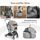 Foldable Dog Cat Stroller with Removable Waterproof Cover-Dark Gray by LJGDeals