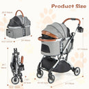 Foldable Dog Cat Stroller with Removable Waterproof Cover-Dark Gray by LJGDeals