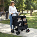 Foldable Double Pet Stroller with Adjustable Sunshade and Storage Basket by LJGDeals