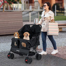 Foldable Double Pet Stroller with Adjustable Sunshade and Storage Basket by LJGDeals