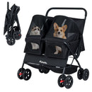 Foldable Double Pet Stroller with Adjustable Sunshade and Storage Basket by LJGDeals