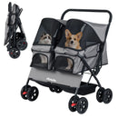 Foldable Double Pet Stroller with Adjustable Sunshade and Storage Basket by LJGDeals