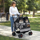Foldable Double Pet Stroller with Adjustable Sunshade and Storage Basket by LJGDeals