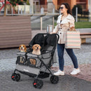 Foldable Double Pet Stroller with Adjustable Sunshade and Storage Basket by LJGDeals