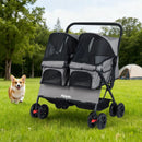 Foldable Double Pet Stroller with Adjustable Sunshade and Storage Basket by LJGDeals