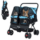 Foldable Double Pet Stroller with Adjustable Sunshade and Storage Basket by LJGDeals